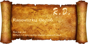 Rasovszky Dezső névjegykártya